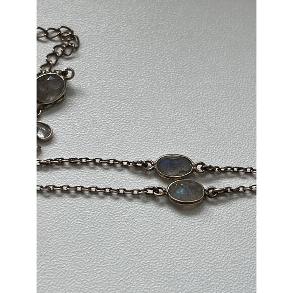 Y-Drop Faceted Labradorite & 1/20 14k gf Rose Gold Tone Necklace 20-24” Dainty - Picture 8 of 8